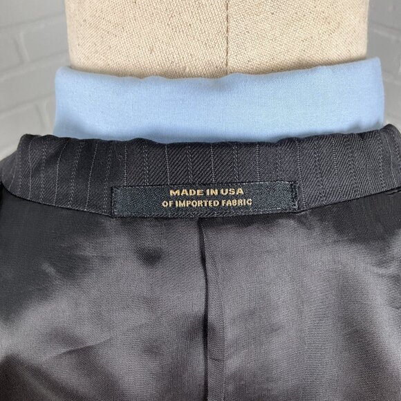 Hart Schaffner Marx Blazer Men 44L Black‎ Gold Trumpeter Wool Classic Career VTG - Picture 10 of 16